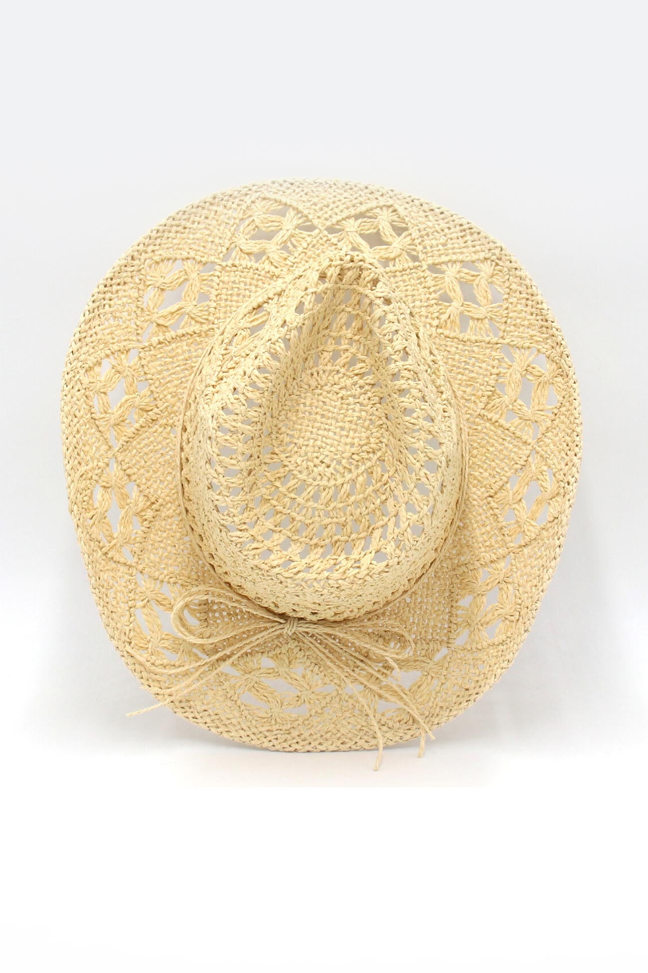 Solid Hollow-out Woven Denim Straw Hat