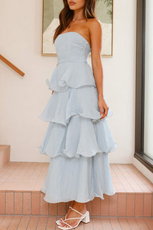 Arolora Strapless Sweet Chiffon Tiered Dress