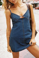 Arolora Low Cut A-line Cami Denim Dress