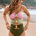 Arolora Contrast Color Metal Buckle Cutout Swimsuit