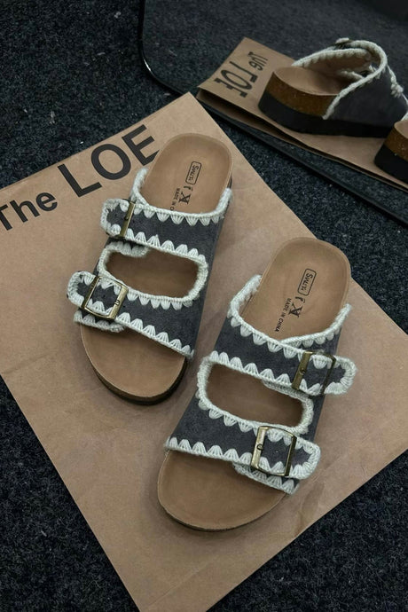 Arolora Candy Color Embroidery Platform Sandals