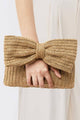 Arolora Bow Hand Made Straw Woven Clutch