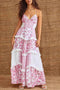 Arolora Floral Print Lace Patchwork Cami Dress