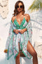 Arolora Low Cut Ruched Floral One-piece Swimsuit