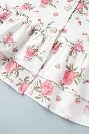 Arolora V-Neck Puff Sleeve A-line Ruffle Mini Dress