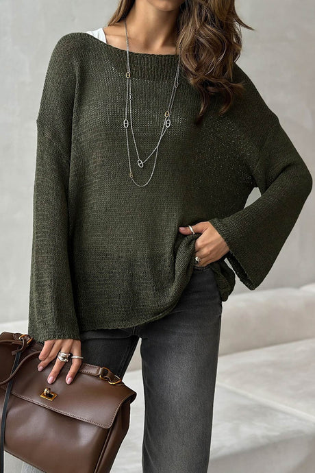 Crew Neck Hollow Out Knit Cover-up Sweater