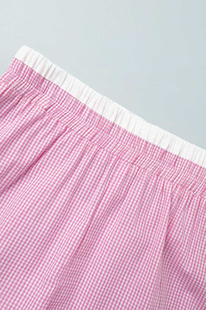 Plaid Blouse Cotton Two-piece Outfit
