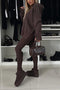 Printed Slit Hem Hoodie Leeging Set
