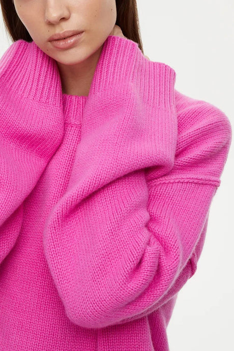 Round Neck Solid Color Pullover Sweater