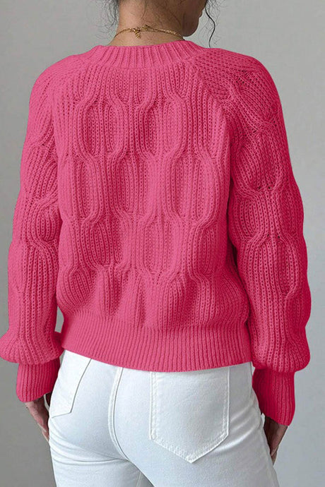 Bow Lantern Sleeve Button-down Cardigan