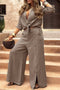 Tie-up Shirt Single-breasted Long Pants Set