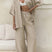 Arolora Solid Color Cotton Half Sleeve Blouse Pants Set