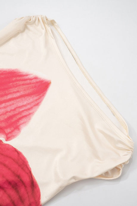 Arolora Floral Slop Shoulder Ruffle Mini Dress