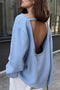 Crew Neck Backless Cotton Sweater