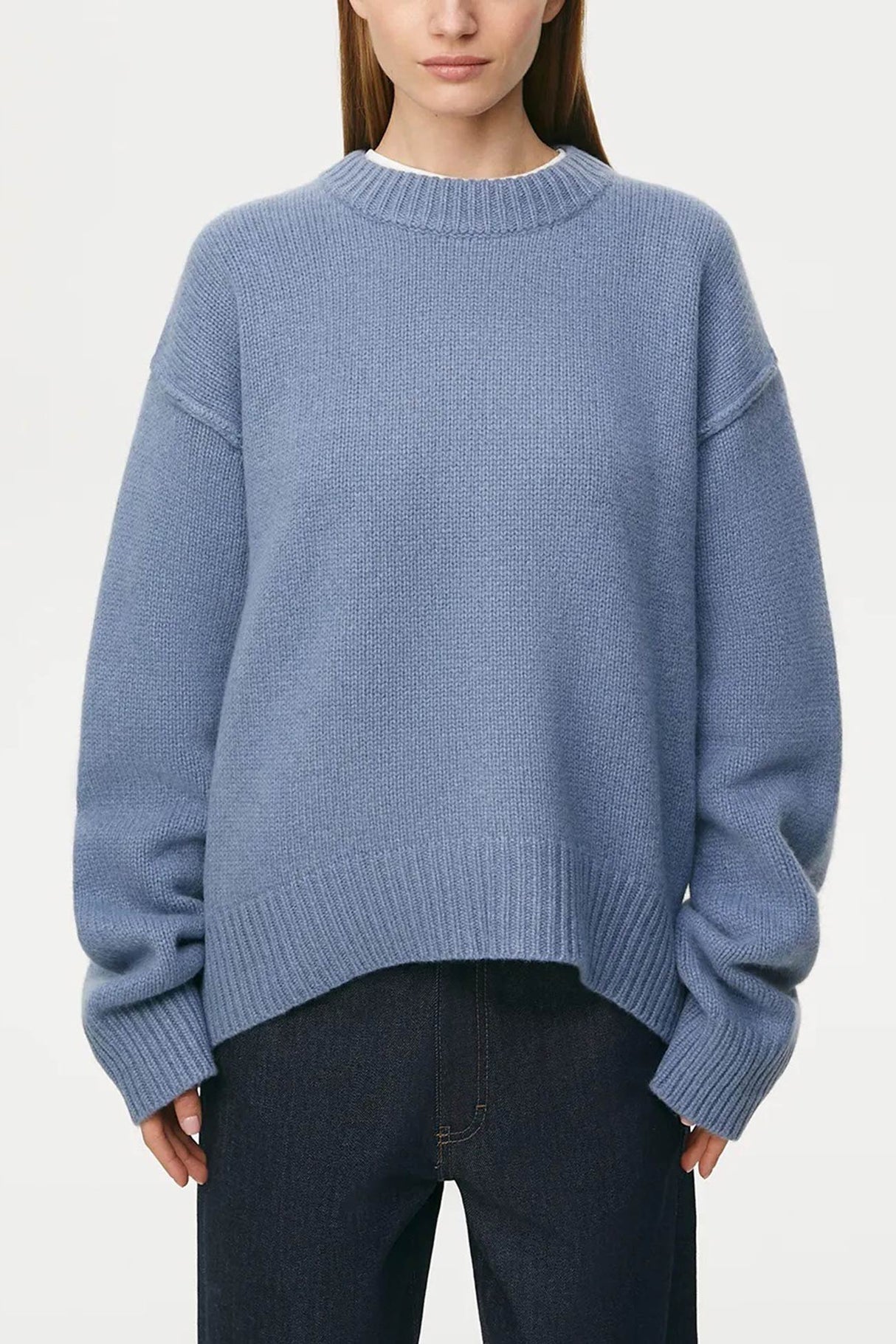 Round Neck Solid Color Pullover Sweater