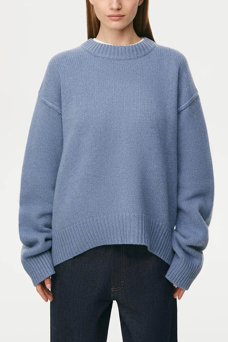 Round Neck Solid Color Pullover Sweater