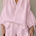 Arolora V-neck Lantern Sleeve Cotton Shirt Set