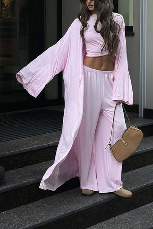 Solid Color Comfy Three-piece Outfit