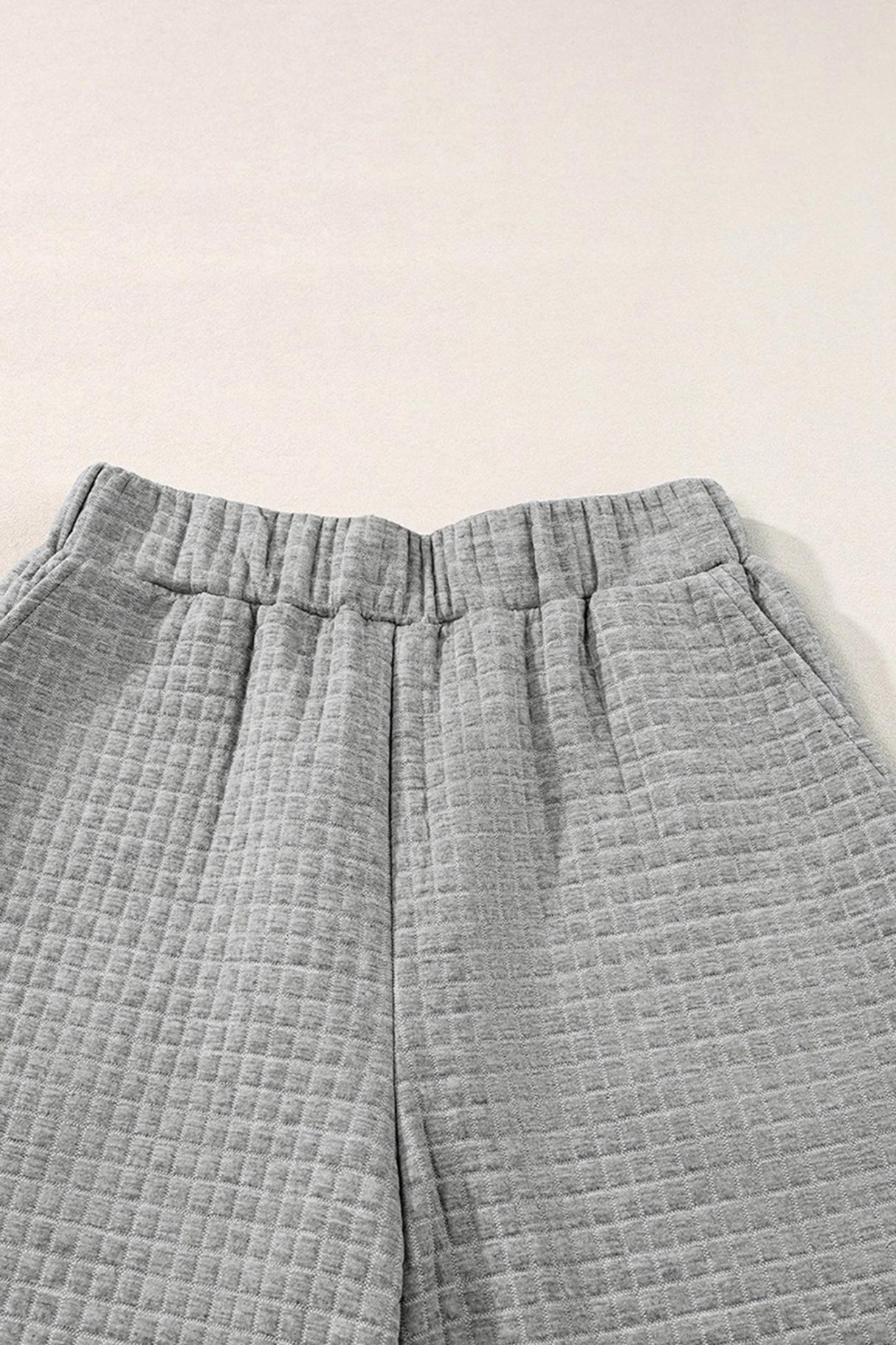 Solid Color Lattice Texture T-shirt Pants Set