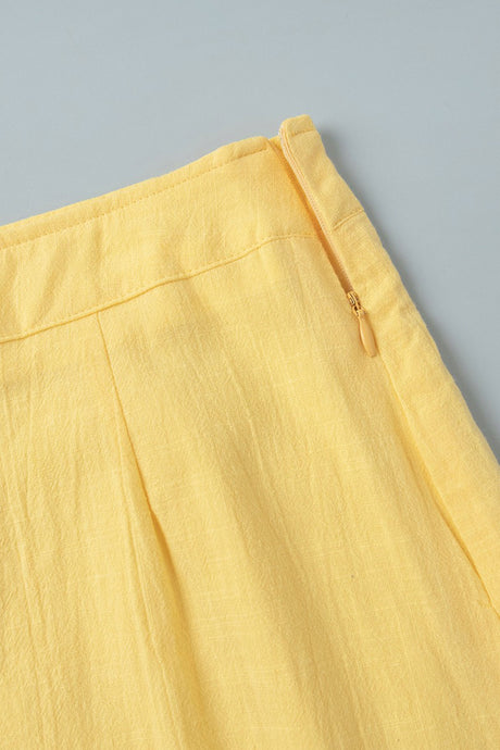 Puff Sleeve Tie-up Ruffle Cotton Shirt Skirt Set