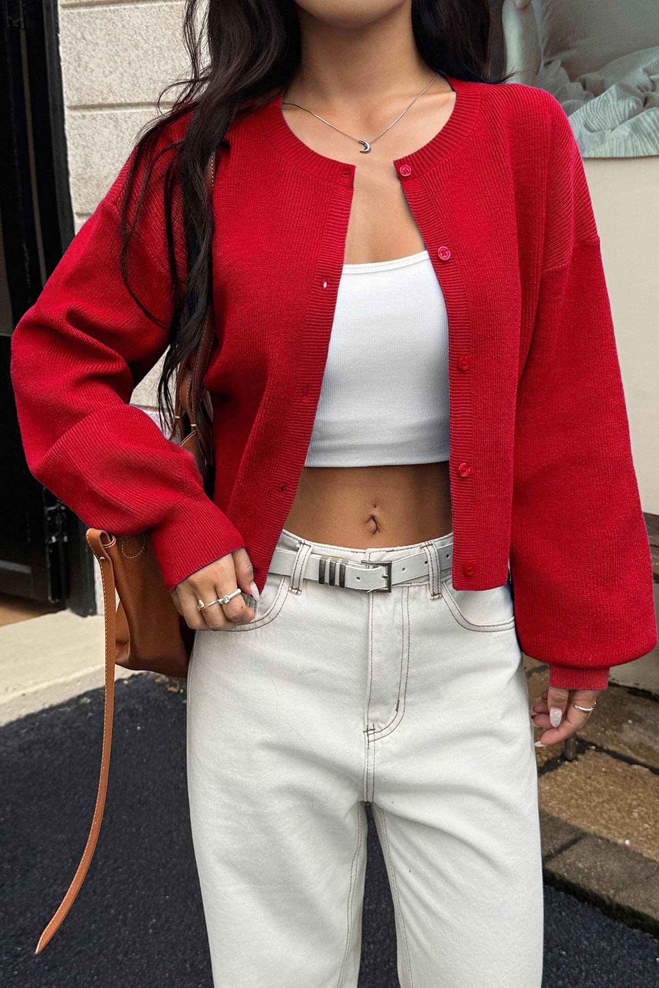 Candy Color Long Sleeve Knitted Cardigan