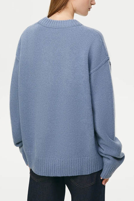 Round Neck Solid Color Pullover Sweater