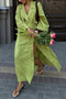 Lapel Tie-up Cotton Linen Dress