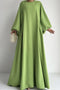 Puff Sleeve Solid Color Maxi Dress