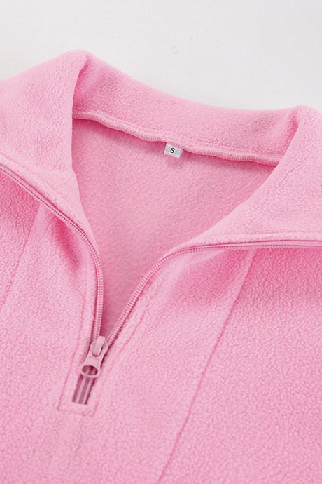 Polar Fleece Lapel Zip-up Sweatshirt