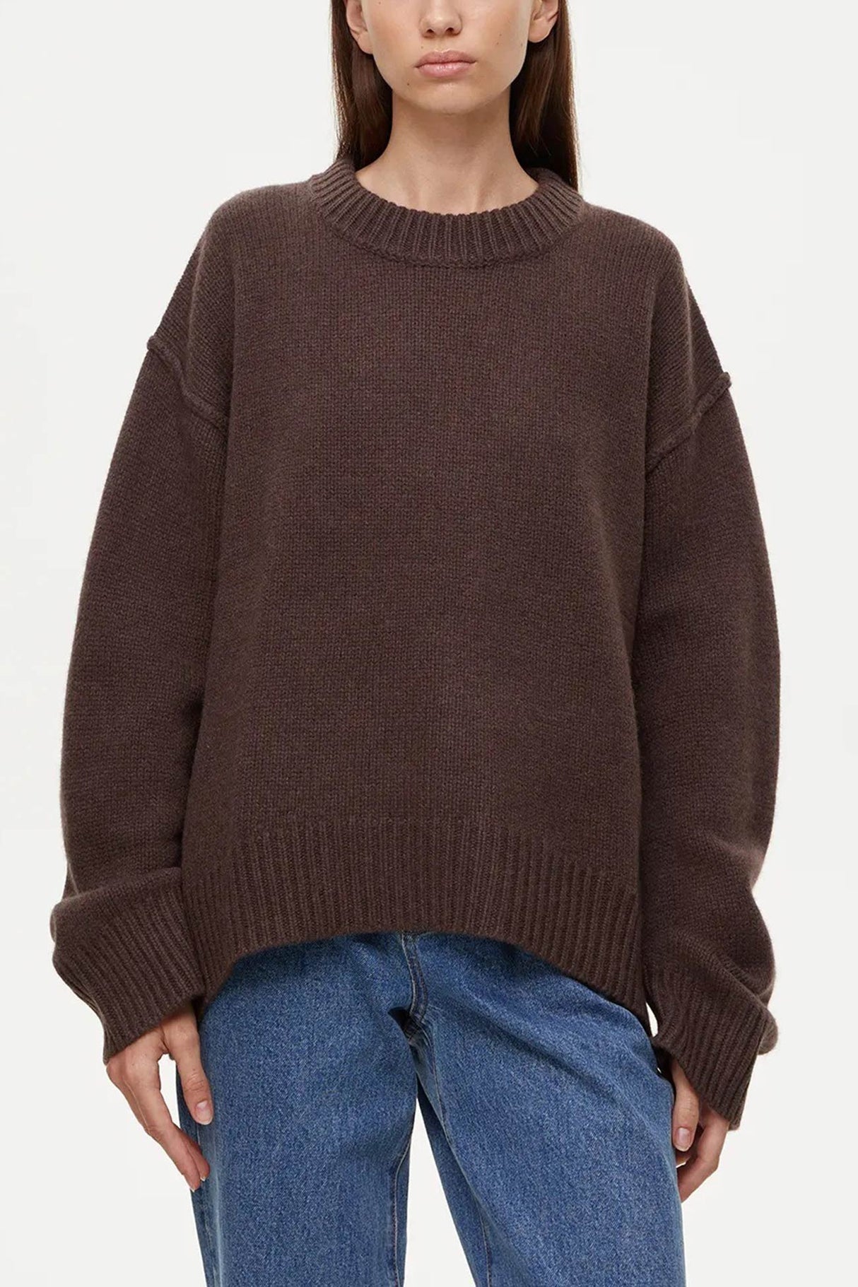 Round Neck Solid Color Pullover Sweater