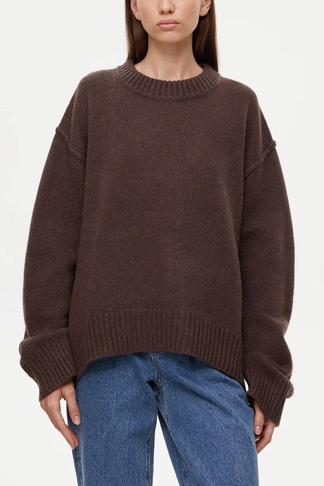 Round Neck Solid Color Pullover Sweater