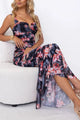Arolora Floral Print Ruched Fishtail Dress