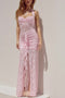 Halterneck Lace Patchwork Ruched Dress