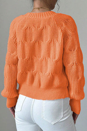 Bow Lantern Sleeve Button-down Cardigan