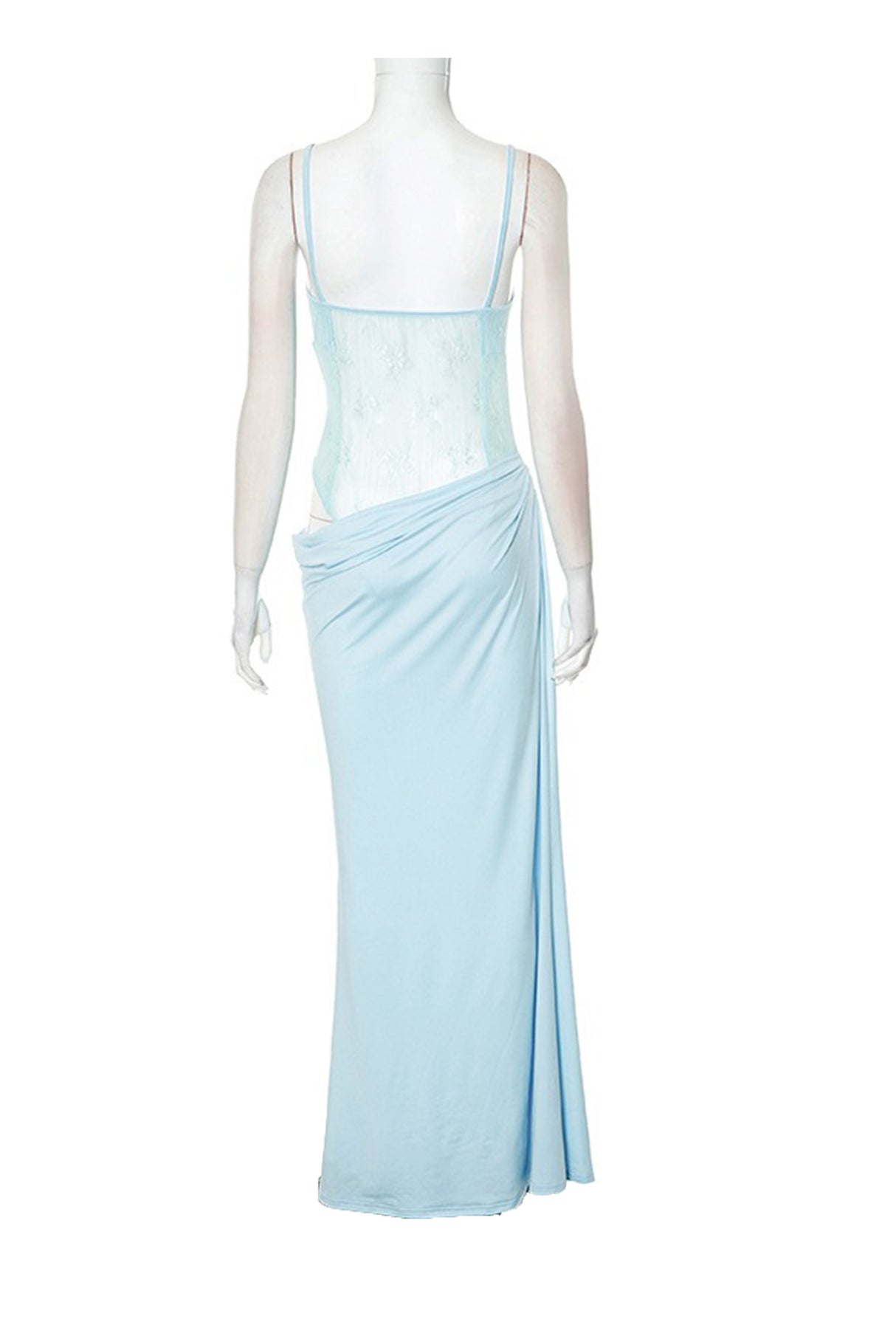 Low Cut Lace Patchwork Ruched Cami Dress