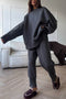 Raw Edge Crew Neck Sweater Set
