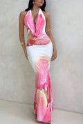 Arolora Floral Cowl Neck Pack Hip Dress