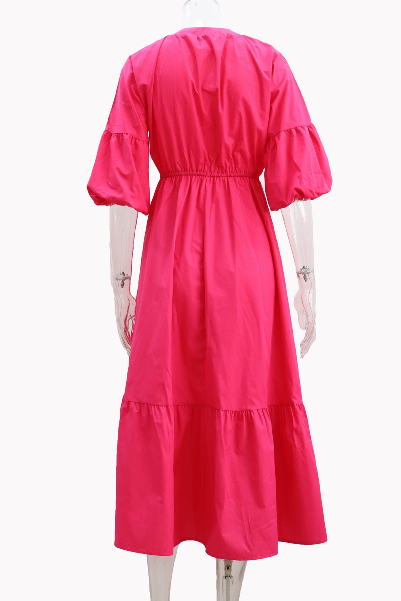 Arolora Half Sleeve V Neck High Waist Midi Dress