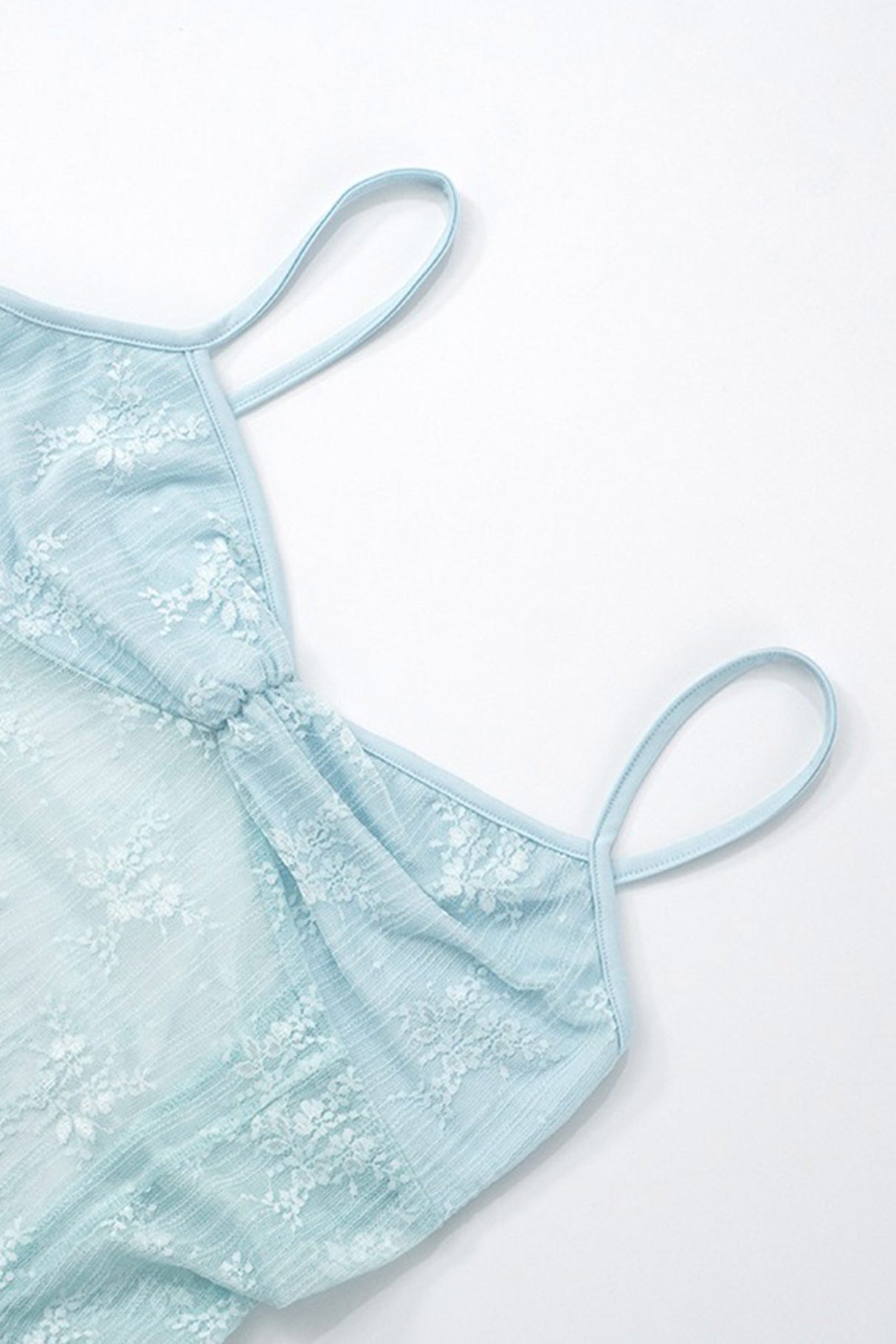 Low Cut Lace Patchwork Ruched Cami Dress
