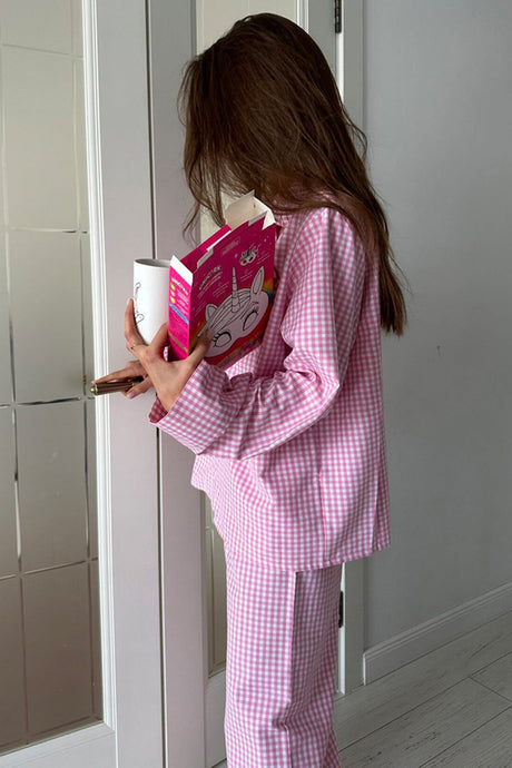 Plaid Blouse Cotton Two-piece Outfit