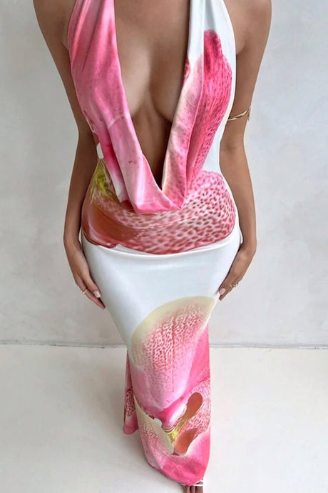 Arolora Floral Cowl Neck Pack Hip Dress