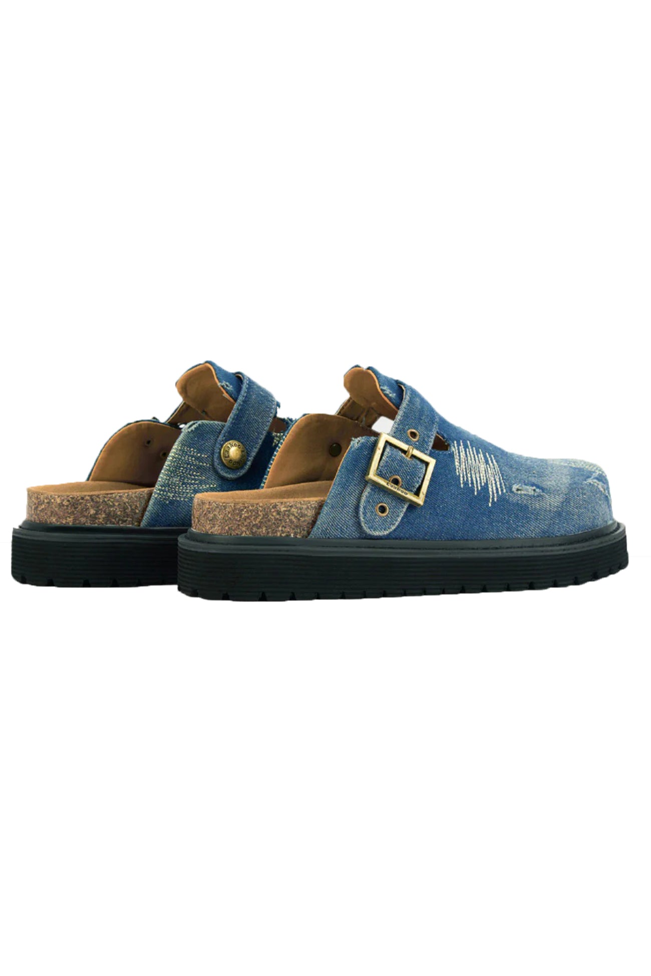 Distressed Denim Closed-toe Slip-on Flat