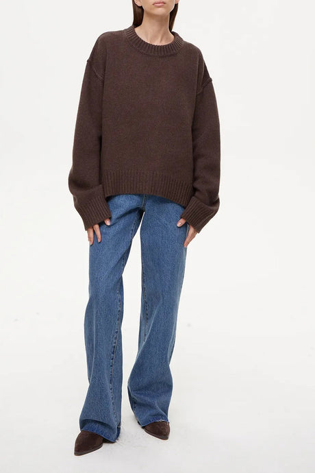 Round Neck Solid Color Pullover Sweater