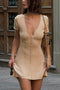 V Neck Single-breasted A-line Knit Dress