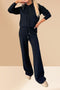 Solid Color Hooded Sweatshirt Wide-leg Outfit Set