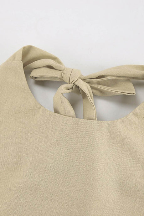 Halter Neck Backless Cotton Linen Dress