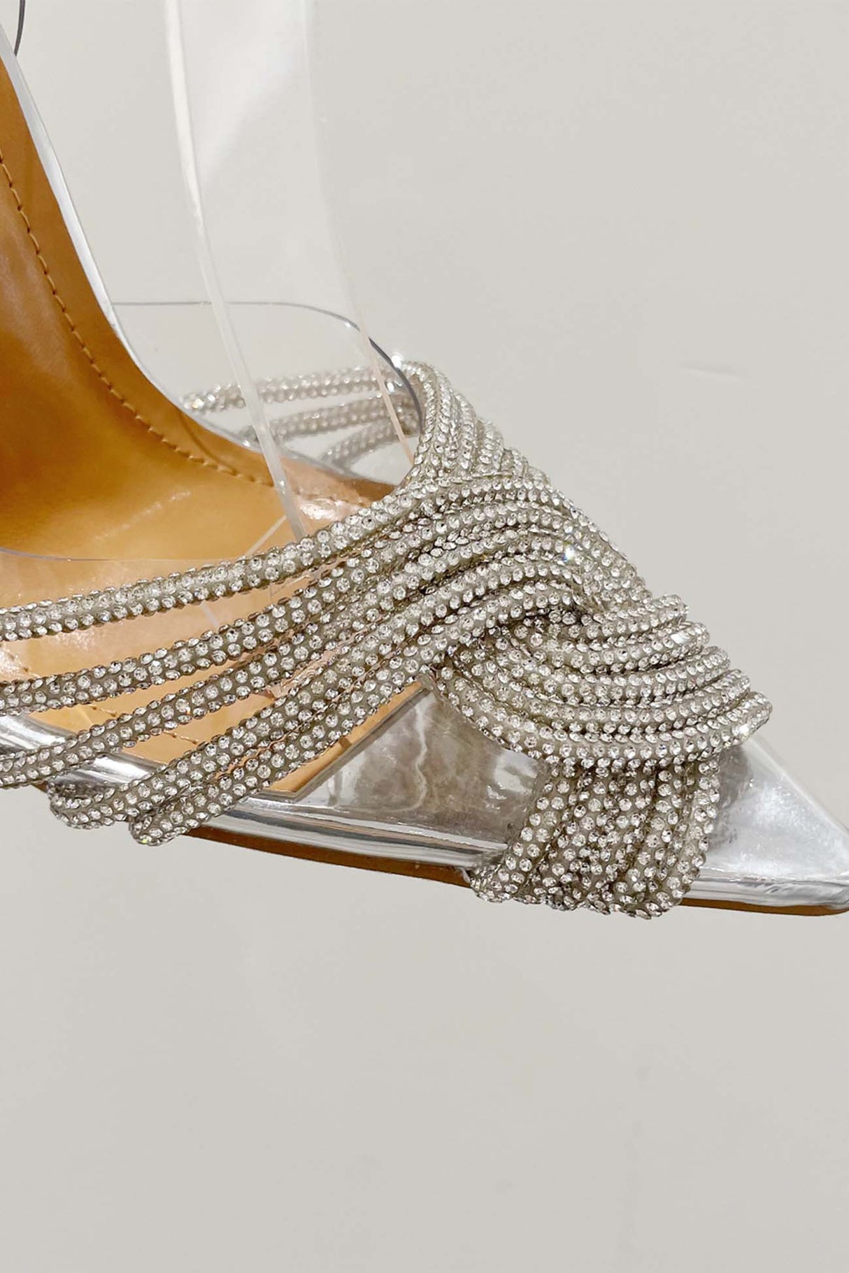 Pointed Toe Rhinestone Clear High Heels
