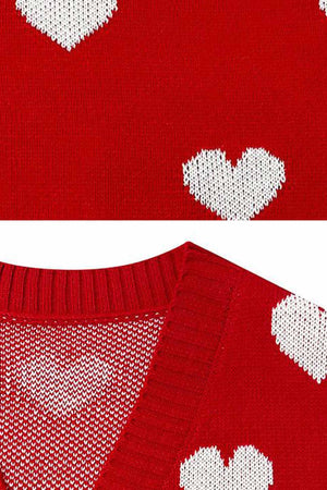 Heart Open Front Pocket Long Cardigan
