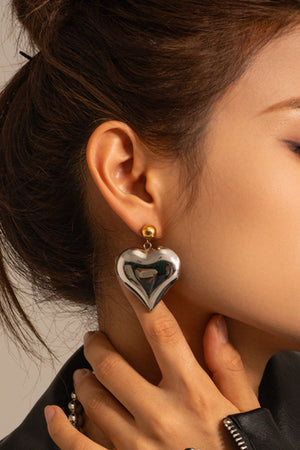 Peach Heart Drop Earrings