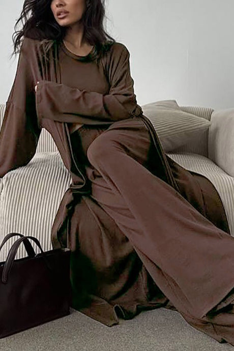 Solid Color Comfy Three-piece Outfit